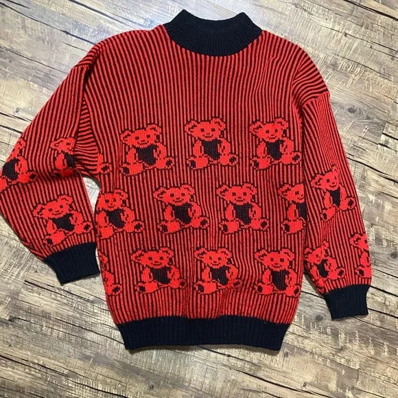 Vintage Adele Knitwear Teddy Bear Kawaii Sweater - Picture 1 of 7